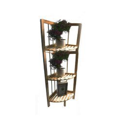 Trade Shop - Scaffale Angolare 3 Ripiani Legno X Decoupage Mensola Richiudibile Porta Piante -