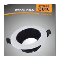 Trade Shop - Porta Faretto Ad Incasso Orientabile Attacco Gu10 Bianco E Nero P27-gu10-n -