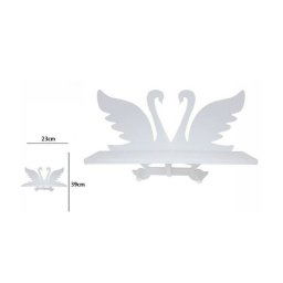 Trade Shop - Decorazione Parete In Legno Bianco Con Mensola 2 Appendini Cigni 23 X 39 Cm -