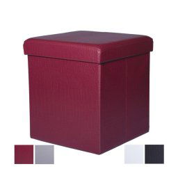Trade Shop - Pouff Puff Pouf Contenitore Imbottito Portaoggetti Seduta Pelle 35 X 35 X 35 Cm -
