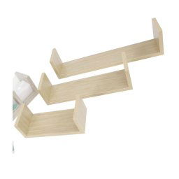 Trade Shop - Set 3 Mensole Da Parete Moderne Design Con Bordi Mensola Scaffale Legno Naturale -
