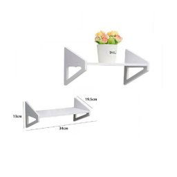 Trade Shop - Mensola Legno Bianco 34x19.5x13cm Scaffale Ripiano Arredo Casa Cameretta 70204 -