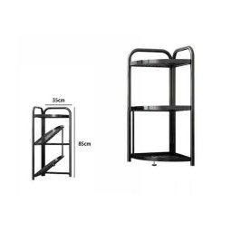 Trade Shop - Mobile Mobiletto Angolare Metallo Nero 3 Ripiani Portatutto Regolabile Scarpe 71026 -