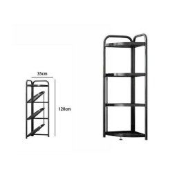 Trade Shop - Mobile Mobiletto Angolare Metallo Nero 4 Ripiani Portatutto Regolabile Scarpe 71027 -