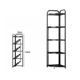 Trade Shop - Mobile Mobiletto Angolare Metallo Nero 5 Ripiani Portatutto Regolabile Scarpe 71028 -