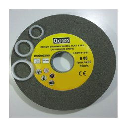 Trade Shop - Disco Mola Da Banco Pietra Abrasiva Grana 80 Ossido Alluminio Tipo Flat 150 Mm -