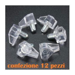 Trade Shop - Set 12 Pioli Supporti In Plastica Per Mensole Supporto Reggimensola Ripiani -