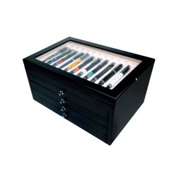 Vetrina per 56 penne in legno Nera