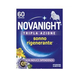 NOVANIGHT Tripla Azione con Melissa e Melatonina per Dormire, Senza Glutine, 60 Compresse