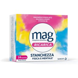 Mag Ricarica con Magnesio Pidolato, Magnesio Ossido, Vitamina B6 contro Stanchezza Mentale e Fisica, 24 bustine