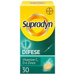 Supradyn Difese Adulto Integratore per il Sistema Immunitario, con Vitamina C, D e Zinco, 30 Compresse Effervescenti