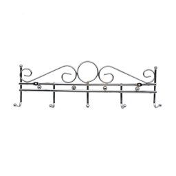 Trade Shop - Appendiabiti Attaccapanni In Metallo Colore Silver A Parete 5 Posti Ganci 40x12 -