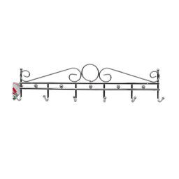 Trade Shop - Appendiabiti Attaccapanni In Metallo Colore Silver A Parete 6 Posti Ganci 48x12 -
