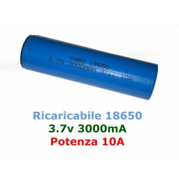 Batteria a Litio 18650 Yabo 3.7V 3.0Ah 3000mhA Max Disc10A Flat