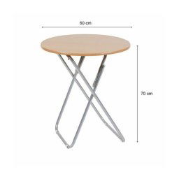 Trade Shop - Tavolo Tavolino Pieghevole In Legno Struttura Metallo Rotondo 60 X 70 Cm 117940 -