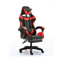 Trade Shop - Sedia Poltrona Gaming Ufficio Casa In Ecopelle Cuscino Lombare Poggiatesta Piedi Rossa -