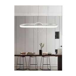Trade Shop - Lampadario Sospeso Led Design Cerchio Ovale Bianco Moderno Pendente 54w Lp-30b -