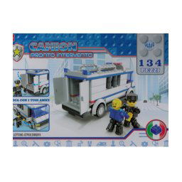 Trade Shop - Costruzioni Giocattolo Per Bambini Camion Della Polizia Con Personaggi 134 Pezzi -