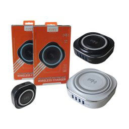 Trade Shop - Caricatore Wireless Qi Stazione Di Ricarica 24w 4 Porte Usb 5v 4.4a 24w Fo528 -