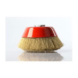 Trade Shop - Spazzola A Tazza Foro 14 Diam 250 Mm Filo Ondulato Ottone Smerigliatrice -