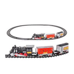 Trade Shop - Pista Treno Trenino Per Bambini 250cm Con Binari Locomotiva 2 Vagoni Luci Suoni -