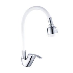 Trade Shop - Miscelatore Rubinetto Lavabo A Doccia Doccetta Per Casa Cucina Flessibile Bianco -