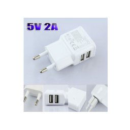 Trade Shop - Spina Usb 5v 2a Caricatore Adattatore Caricabatteria Universale 2 Porta Usb -