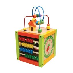 Trade Shop - Giocattolo Cubo Attivita Per Bambini In Legno Con Gioco Pallottoliere Abaco 16cm -