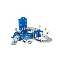 Trade Shop - Playset Stazione Forze Dell'ordine Con Rampe Pitstop 3 Macchinine 1 Elicottero -