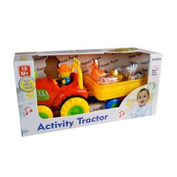 Trade Shop - Trattore Zio Tobia Con Suoni Con 5 Animali Fattoria Giochi Infanzia 40 X 20 Cm -