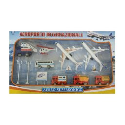 Trade Shop - Set Aereoporto Internazionale Aereo Camion Bambini Da 3 Anni Giocattolo -