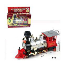 Trade Shop - Treno Trenino Locomotiva Retrò Stile Western Ciuf Ciuf Luci E Suoni 25x40x15cm -