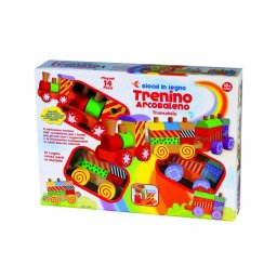 Trade Shop - Trenino Didattico In Legno Prima Infanzia Trenino Arcobaleno 14 Pz. Playset -