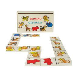 Trade Shop - Gioco Tavolo Società Domino Animali Con Scatola In Legno Giochi Di Carte -