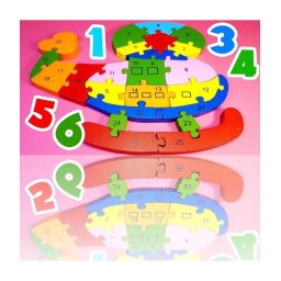 Trade Shop - 3d Puzzle Legno Forma Elicottero Educativo Lettere Numeri Bambini Imparare Dfh -