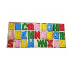 Trade Shop - Scatola Con 78 Lettere Maiuscole Colorate In Legno Gioco Didattici Scuola Decorazioni -