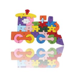 Trade Shop - 3d Puzzle Legno Forma Di Treno Educativo Lettere Numeri Bambini Imparare -