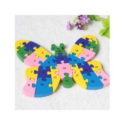 Trade Shop - 3d Puzzle Legno Forma Di Farfalle Educativo Lettere Numeri Bambini Imparare -