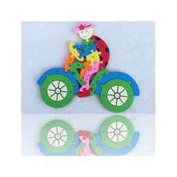 Trade Shop - 3d Puzzle Legno Forma Di Bici Educativo Lettere Numeri Bambini Imparare -
