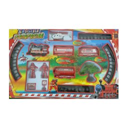 Trade Shop - Set Treno Pompieri Vigili Del Fuoco Elicottero Pista Trenino Per Bambini Giocattolo -