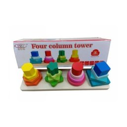 Trade Shop - Gioco Legno 4 Colonne 16pz Bambino Attività Didattica Educativo Forme Puzzle -