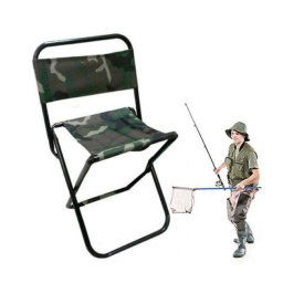 Trade Shop - Sedia Sgabello Pesca Pieghevole Militare Con Schienale Pescatore Campeggio Relax -