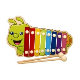 Trade Shop - Xilofono A Forma Di Bruco Colorato Gioco Musicale Per Bambini In Legno 8 Toni -