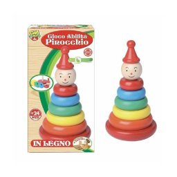 Trade Shop - Gioco Abilità Pinocchio In Legno Giocattolo Gioco Incastro Piramide Per Bambini -