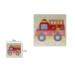 Trade Shop - Puzzle 3d Legno Forma Di Macchina Dei Pompieri Colorato Gioco Bimbi Bambini 07328 -