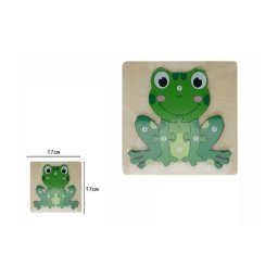 Trade Shop - Puzzle 3d In Legno Forma Di Rana Educativo Colorato Gioco Bambini Imparare 07316 -