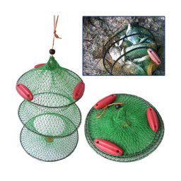 Trade Shop - Rete Nassa Pescatore Retino Porta Pesci Pescato Per La Pesca Con 3 Galleggianti -