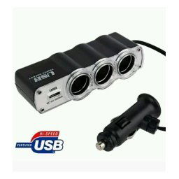 Trade Shop - Multipresa Moltiplicatore 3 Prese Accendisigari 12/24 Volt Presa Usb Per Auto -