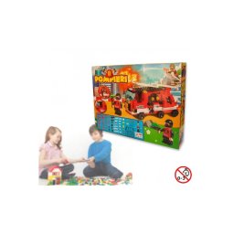 Trade Shop - Playset Costruzioni Pomperi 170pz Assemblare Personaggi Vigili Del Fuoco Camion -