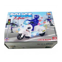 Trade Shop - Moto Motocicletta Poliziotto Con Led Luci Suoni Pilota Police Speed Gioco Bimbo -